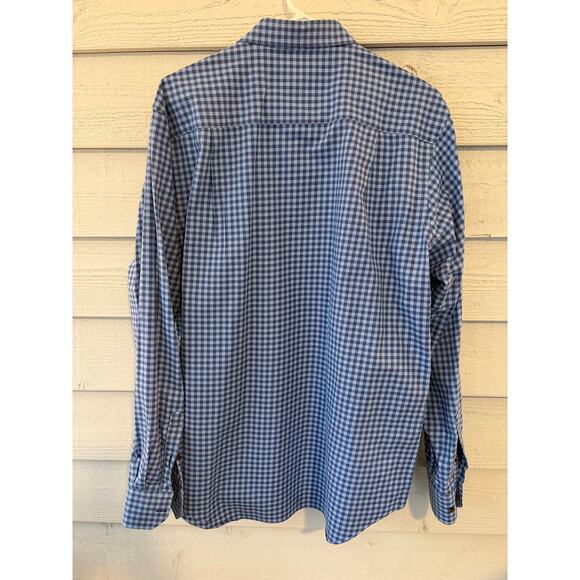 David Donahue Blue Gingham Button Down Shirt XL 100% Cotton Long Sleeve - Picture 3 of 7